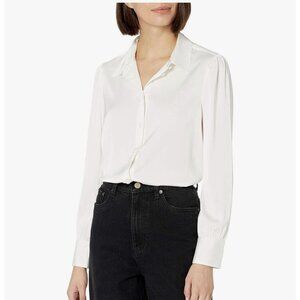 The Drop Lucywhims Ivory Blouse Shirt New Size XL White Blouse Buttons 1E